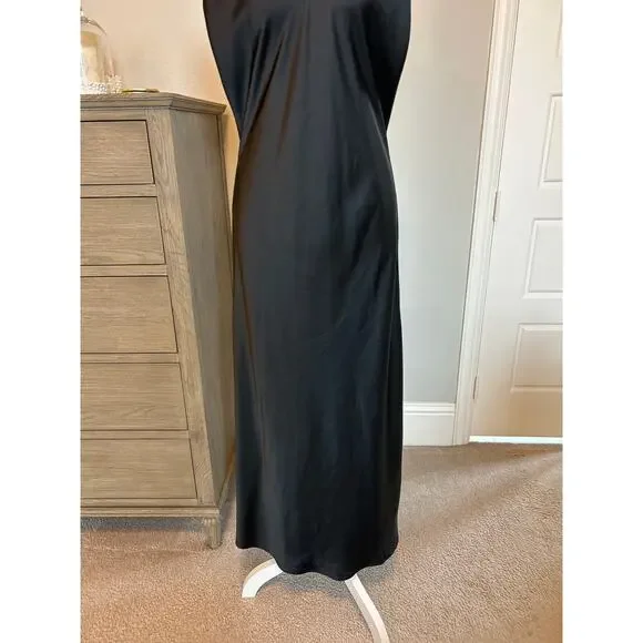 Show Me Your Mumu | Black Midi V Neck Satin Backless Halter Slip Dress | Large - Picture 6 of 16